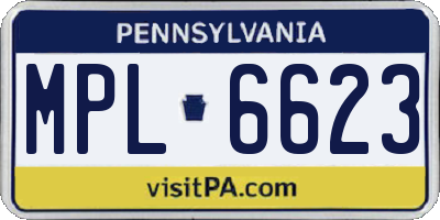 PA license plate MPL6623