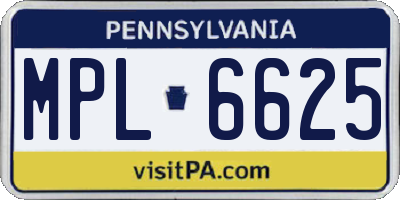 PA license plate MPL6625