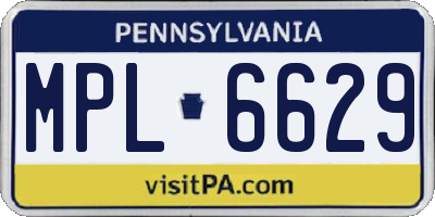 PA license plate MPL6629