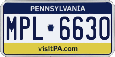PA license plate MPL6630