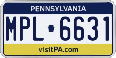PA license plate MPL6631