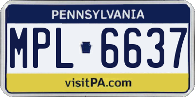 PA license plate MPL6637