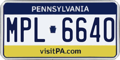 PA license plate MPL6640
