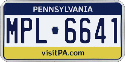PA license plate MPL6641
