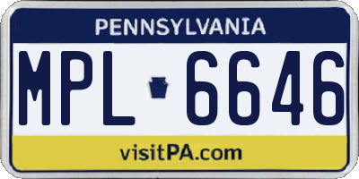 PA license plate MPL6646
