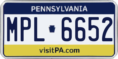 PA license plate MPL6652