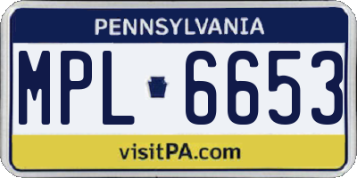 PA license plate MPL6653