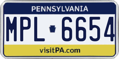 PA license plate MPL6654