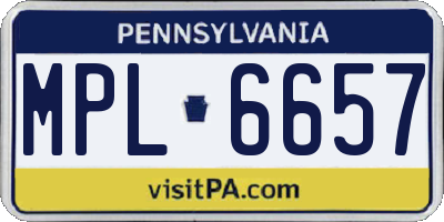 PA license plate MPL6657