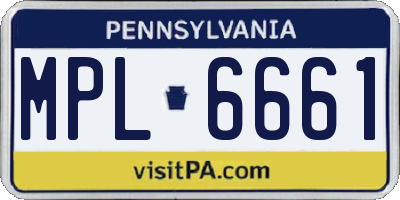 PA license plate MPL6661