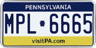 PA license plate MPL6665