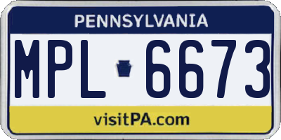 PA license plate MPL6673