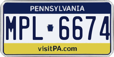 PA license plate MPL6674