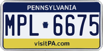 PA license plate MPL6675