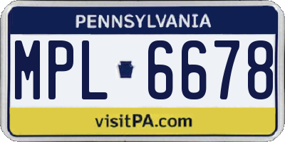 PA license plate MPL6678
