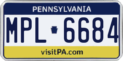 PA license plate MPL6684