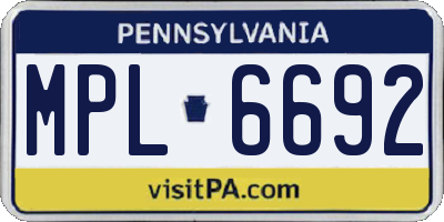 PA license plate MPL6692