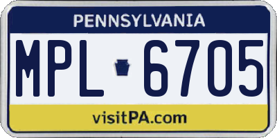 PA license plate MPL6705