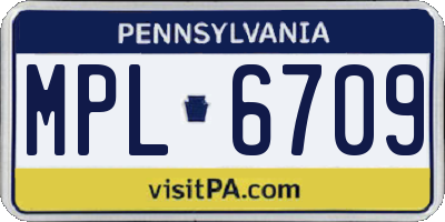 PA license plate MPL6709