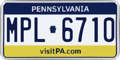 PA license plate MPL6710