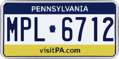 PA license plate MPL6712