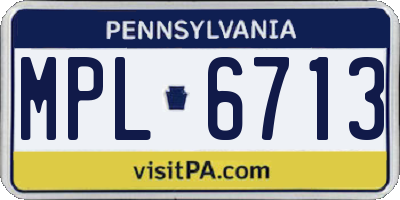 PA license plate MPL6713