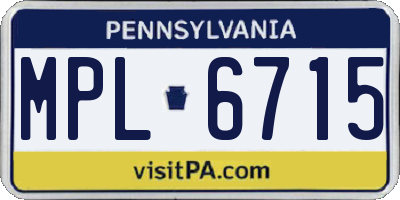 PA license plate MPL6715