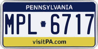 PA license plate MPL6717