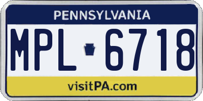 PA license plate MPL6718