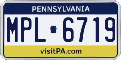 PA license plate MPL6719