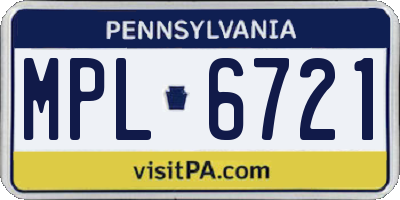 PA license plate MPL6721