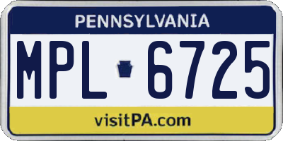 PA license plate MPL6725