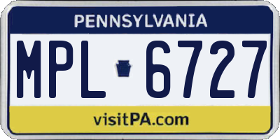PA license plate MPL6727