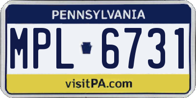 PA license plate MPL6731