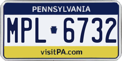 PA license plate MPL6732