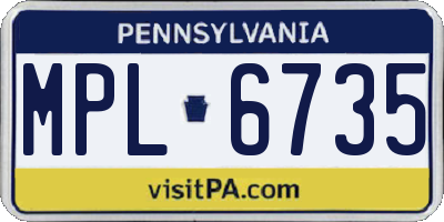 PA license plate MPL6735