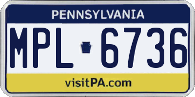 PA license plate MPL6736