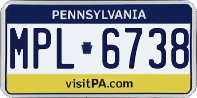 PA license plate MPL6738