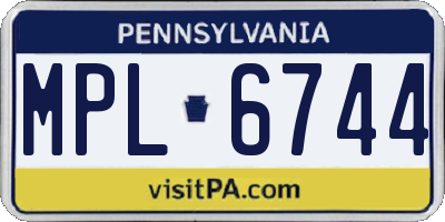 PA license plate MPL6744