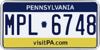 PA license plate MPL6748