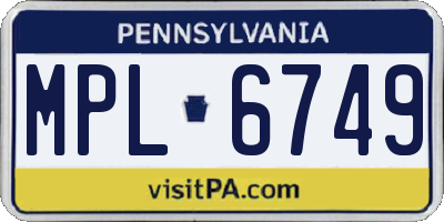 PA license plate MPL6749
