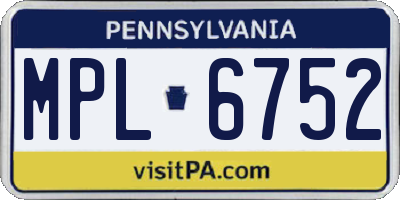PA license plate MPL6752