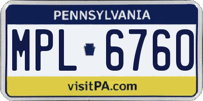PA license plate MPL6760