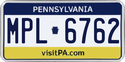 PA license plate MPL6762