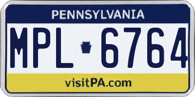 PA license plate MPL6764