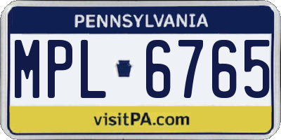 PA license plate MPL6765