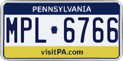 PA license plate MPL6766