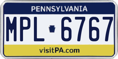 PA license plate MPL6767