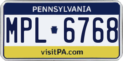 PA license plate MPL6768