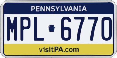 PA license plate MPL6770